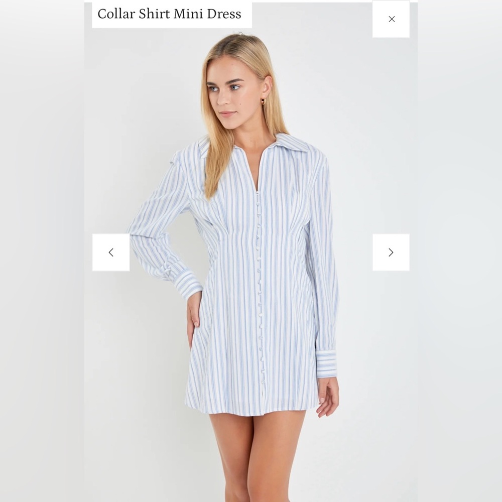 NWT English Factory Striped Button-Up cotton no stretch dress size S-M lined